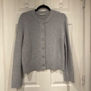 Abercrombie & Fitch Gray Knit Cardigan with Silver Knot Buttons